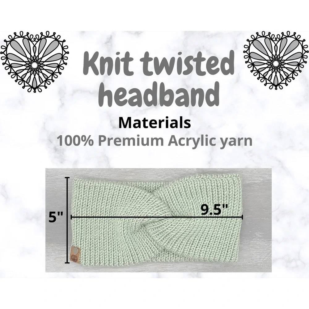 Handmade Knit Twisted‎ Headband | Green Winter Ear Warmer | Cozy Knit Hairband